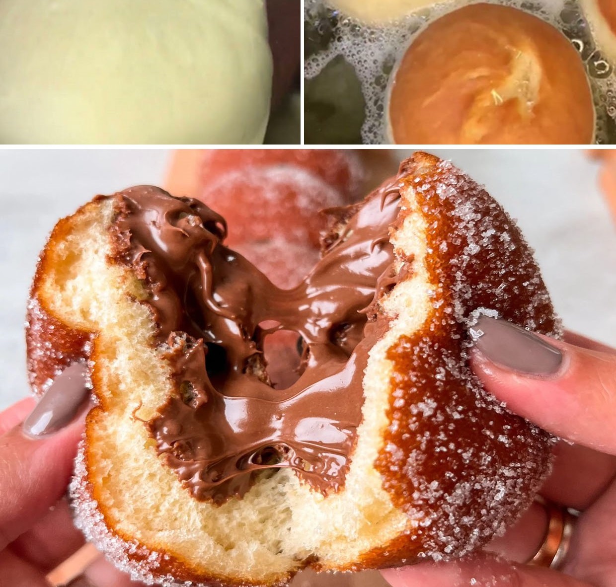 Delicious homemade Nutella doughnuts on a serving plate