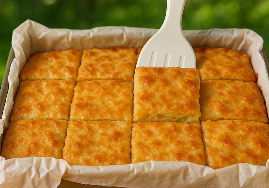 Savory golden potato bake fresh out of the oven
