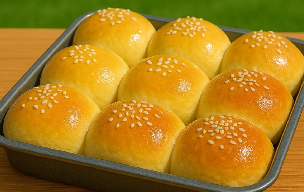 Freshly baked milk brioche on a kitchen counter