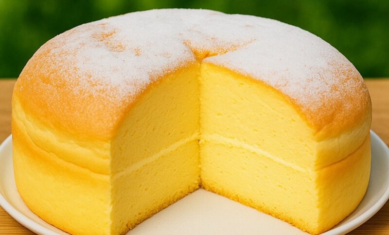 Japanese cheese cake with golden top and soft texture