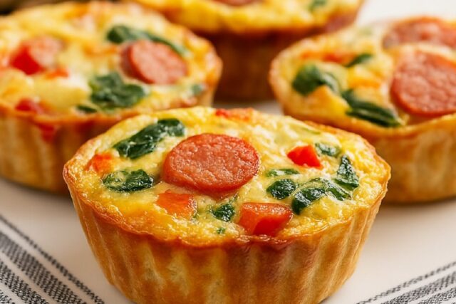 Sausage, Spinach, and Bell Pepper Quiche Muffins Recipe