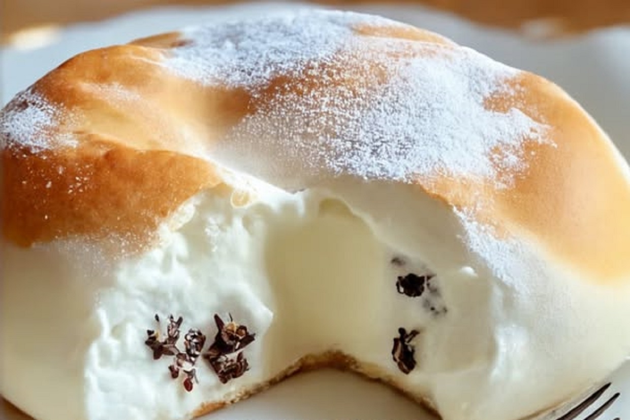 Fluffy egg yogurt cake bread sliced on a wooden board