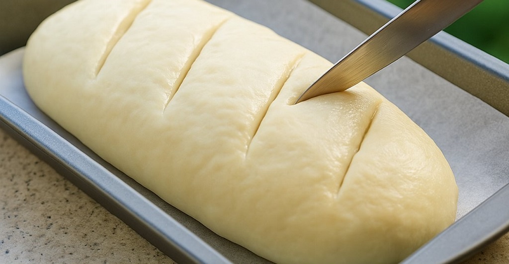 Sliced quick homemade bread loaf on wooden board