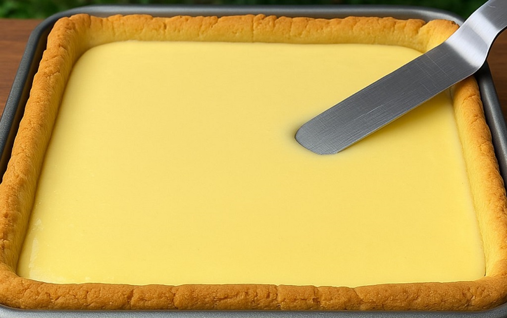 Slice of Italian pastry cream cake with pine nuts