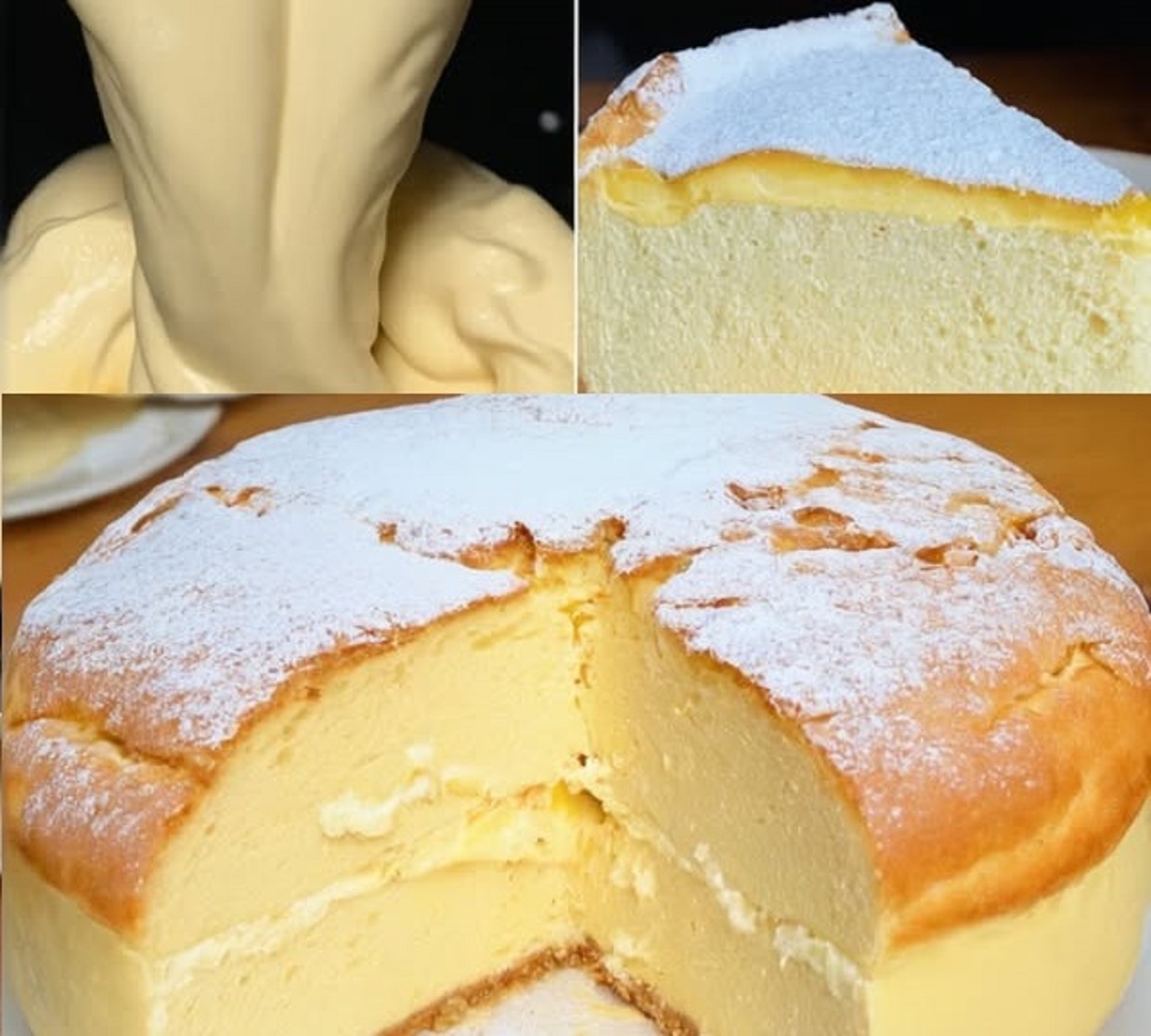 Japanese cheese cake with golden top and soft texture