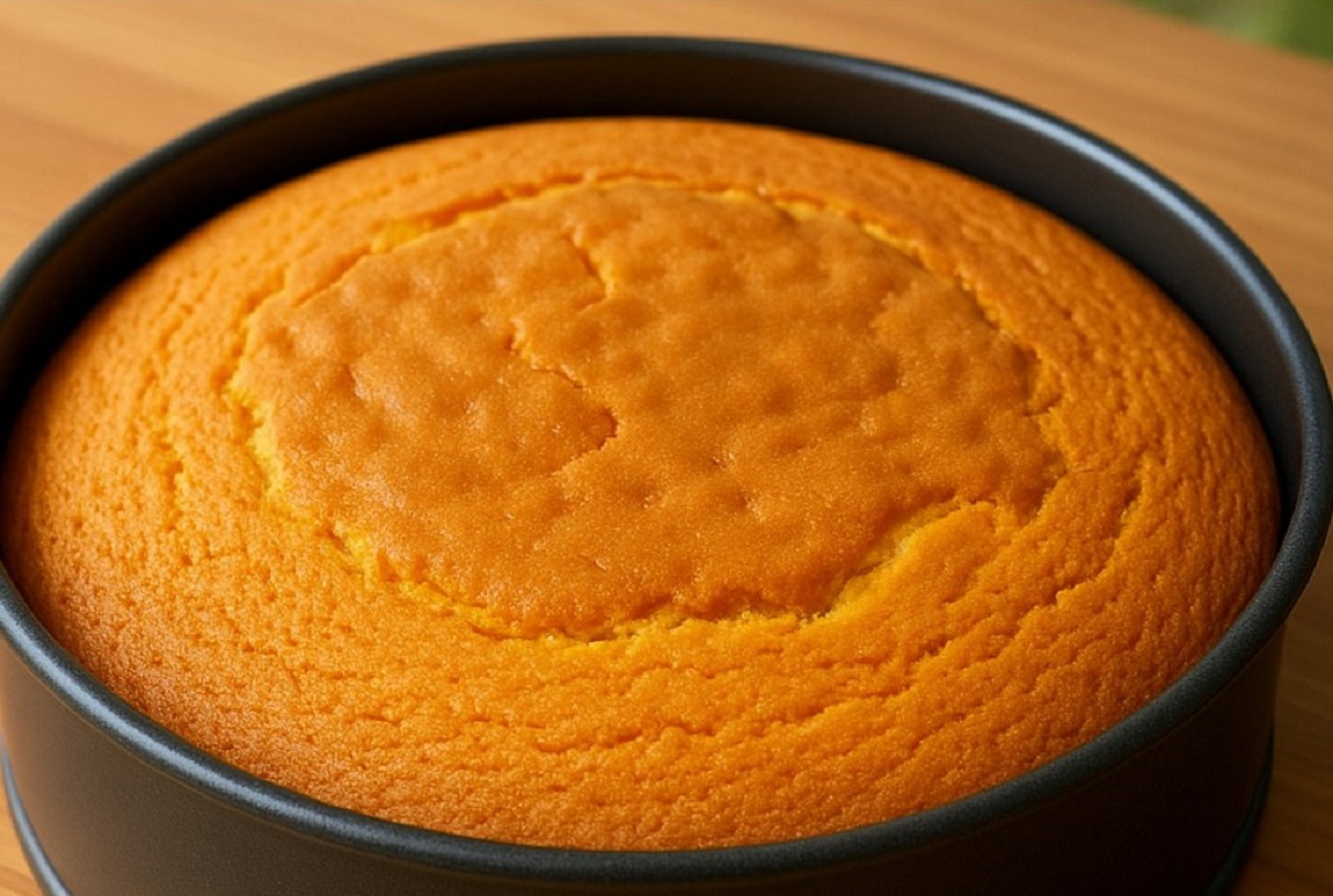 Moist orange blender cake with fresh orange slices