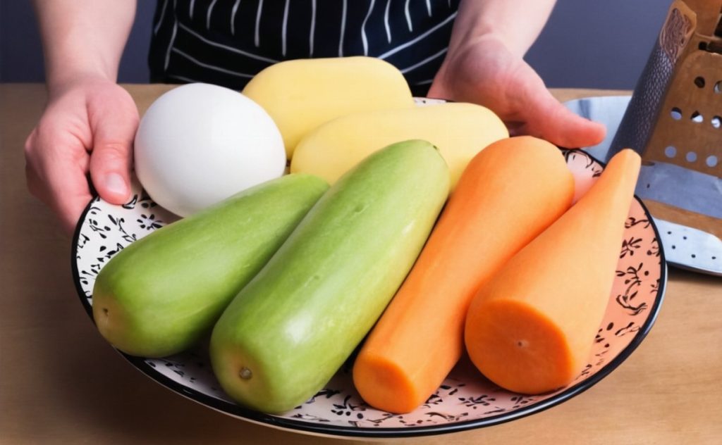 Colorful vegetable soup served in a rustic bowl