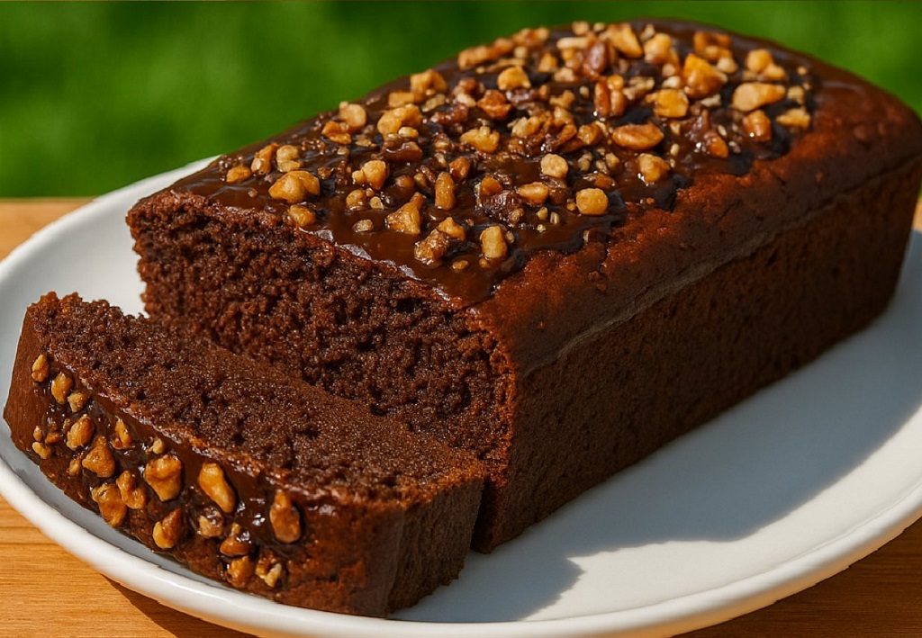 Slices of chocolate banana oat bake on a cooling rack with cocoa powder sprinkled