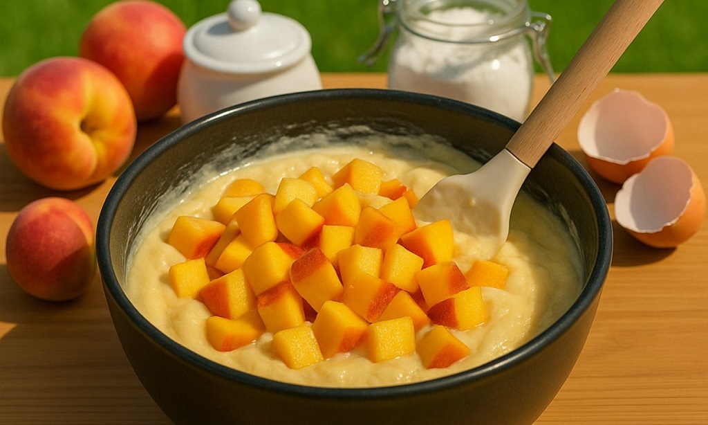 Peach cake prep