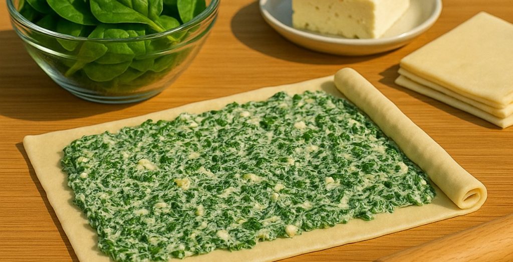 Spinach and Feta Cheese Puff Pastry Rolls