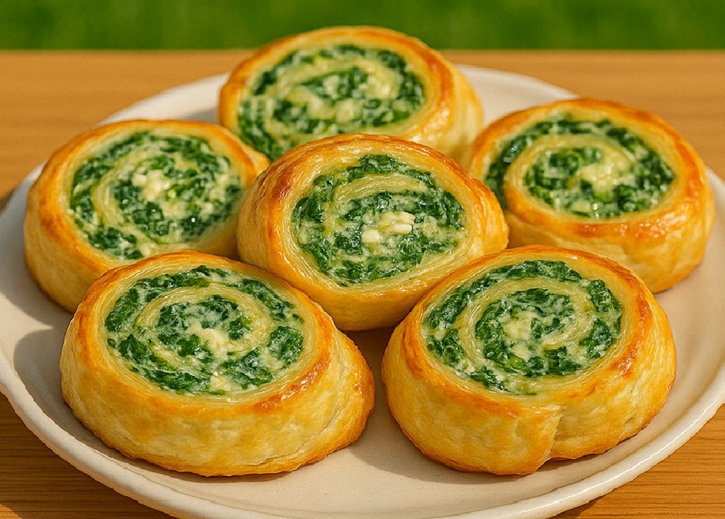 Spinach and Feta Cheese Puff Pastry Rolls