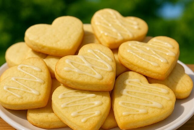 Easy Vanilla Heart Shortbread Biscuits Recipe