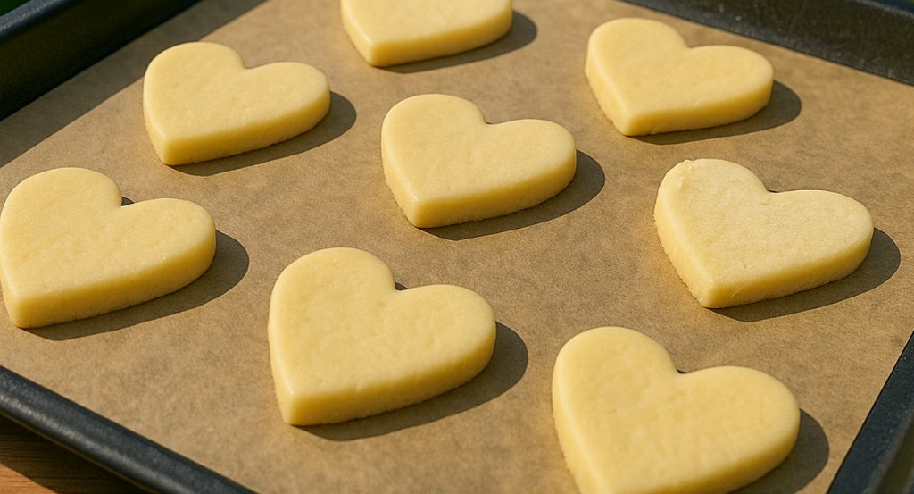 Vanilla shortbread biscuits stacked on a white plate with sugar dusted edges