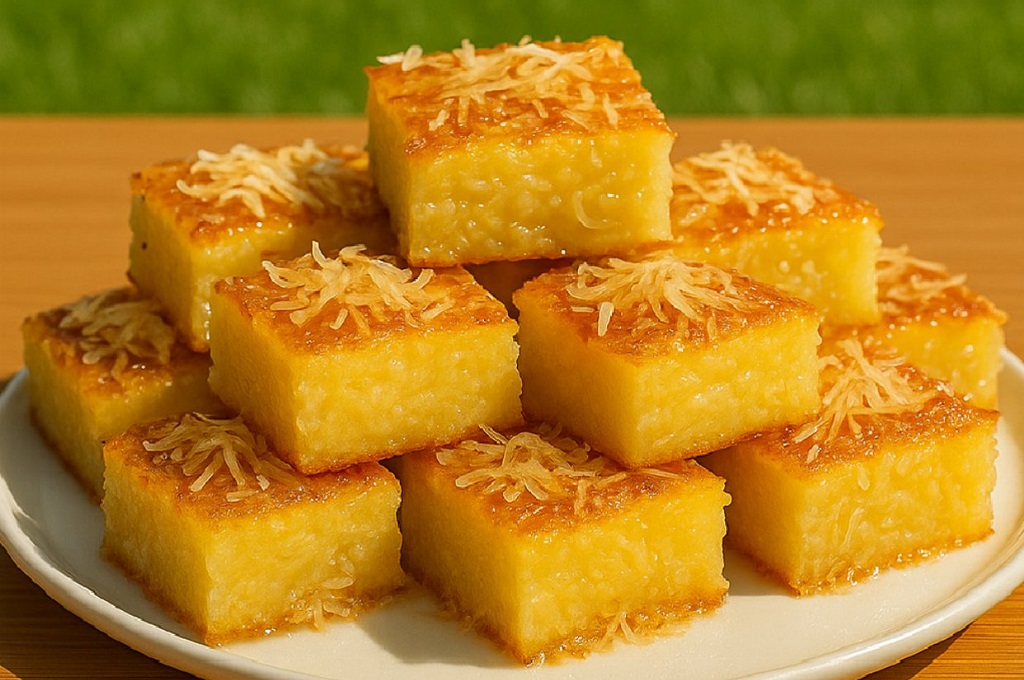 Cassava cake with macapuno