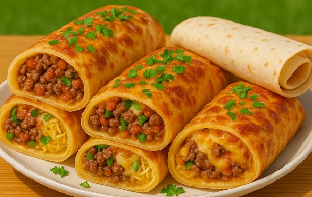 Cheesy Ground Beef Tortilla Roll-ups