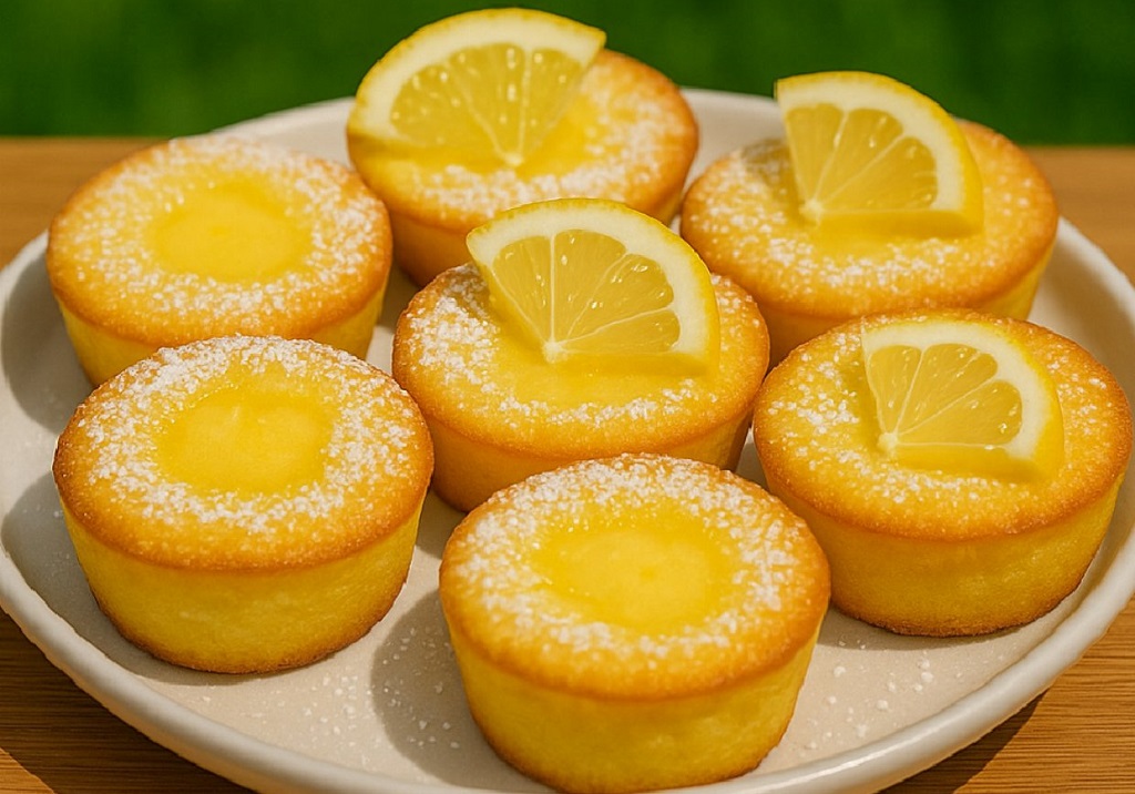 Baby lemon pies in muffin tins with golden crusts