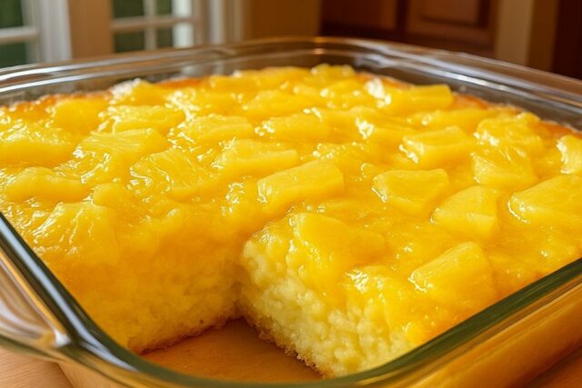 Pineapple Heaven Cake Recipe With Crushed Pineapple Topping