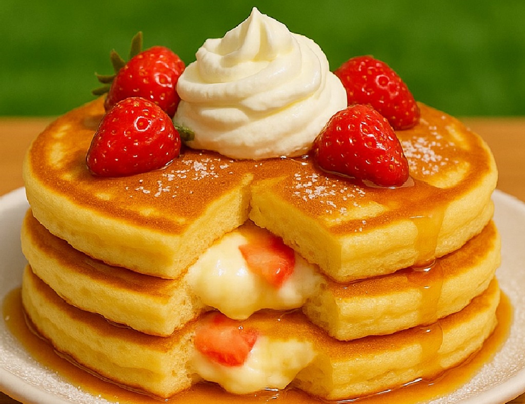Strawberry Cream Cheese Stuffed Pancakes