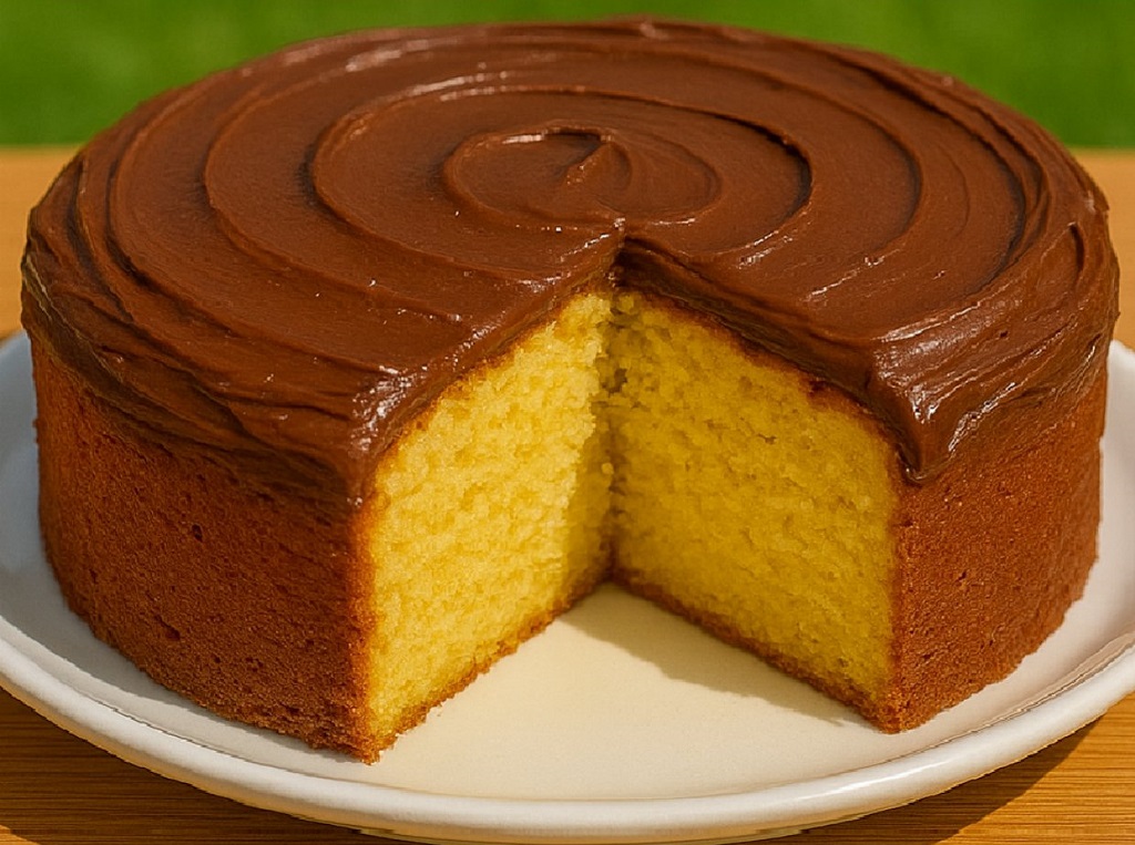 Yellow Pound Cake With Chocolate Frosting