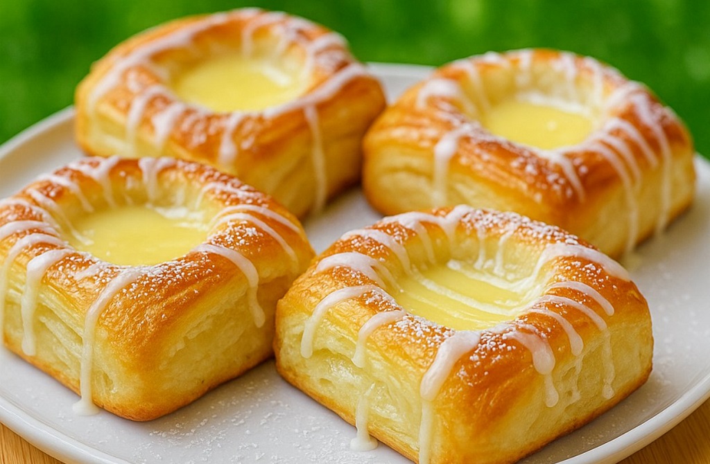 Hawaiian sweet rolls filled with cheesecake and topped with glaze