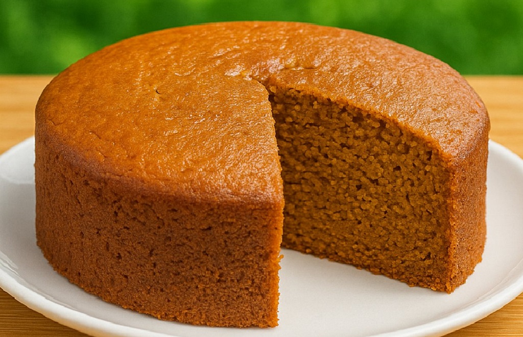 No oven condensed milk coffee cake sliced on white plate