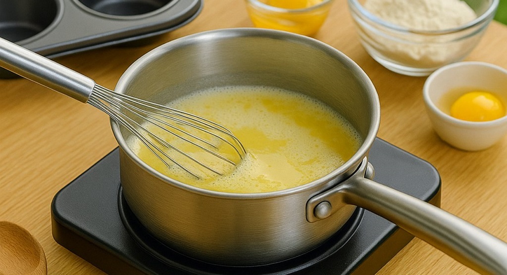 Golden nun’s puffs stacked on a plate with a drizzle of honey