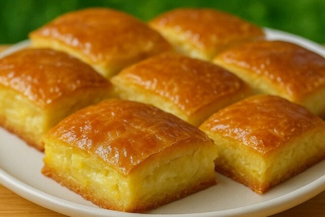 Golden Gooey Butter Cake Bars with Cream Cheese Filling