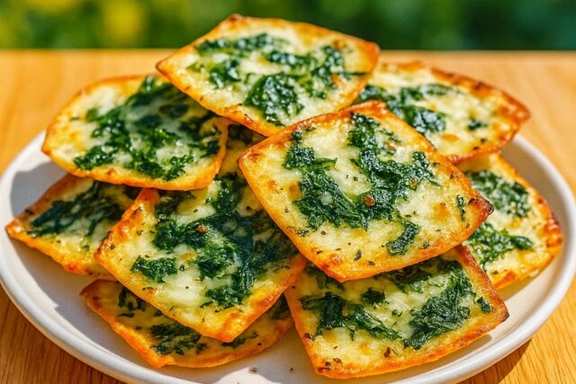 Mediterranean Spinach and Feta Cheese Crisps