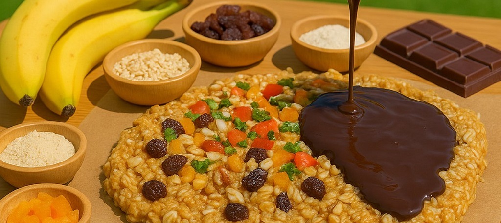 Banana oat bars with chocolate