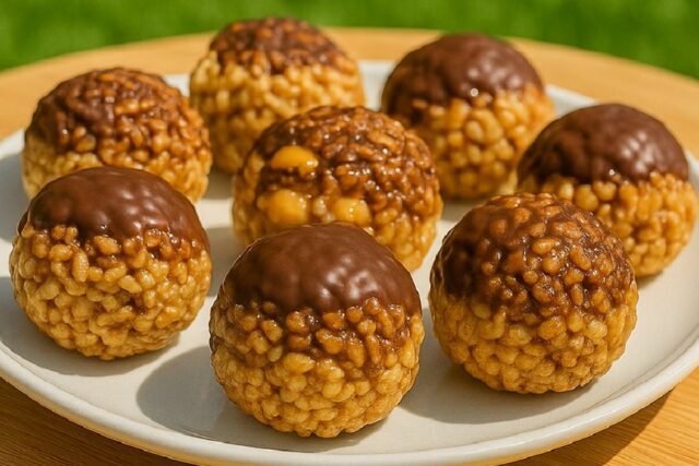 Chocolate Coated Rice Krispie Peanut Butter Balls Recipe
