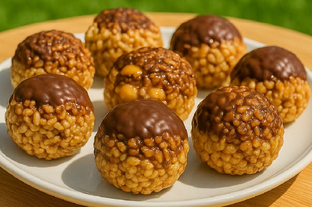 Chocolate Coated Rice Krispie Peanut Butter Balls