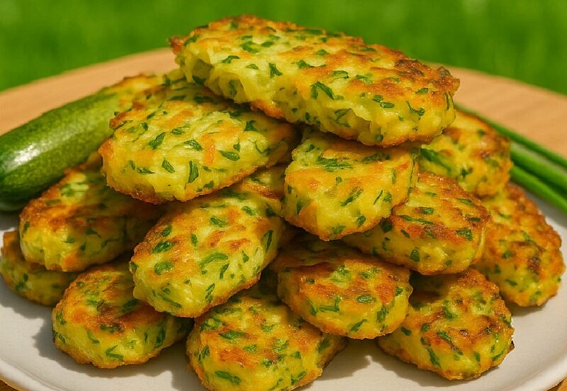 Golden Zucchini Veggie Fritters with Suluguni Cheese