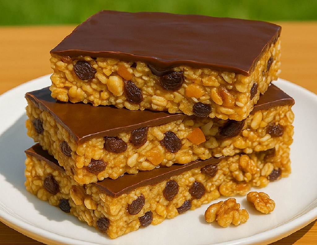 Banana oat bars with chocolate