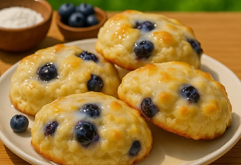 Lemon-vanilla Glazed Blueberry Biscuits Recipe