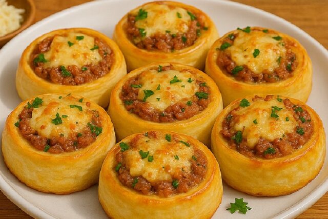 Minced Meat Cheese Puff Swirls Recipe