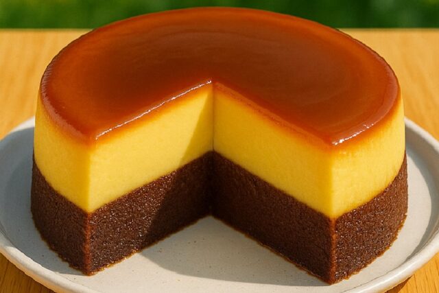 Chocoflan Cake with Caramel and Chocolate Layers