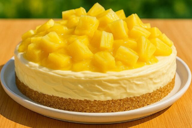 Tropical Pineapple Cream Cheesecake
